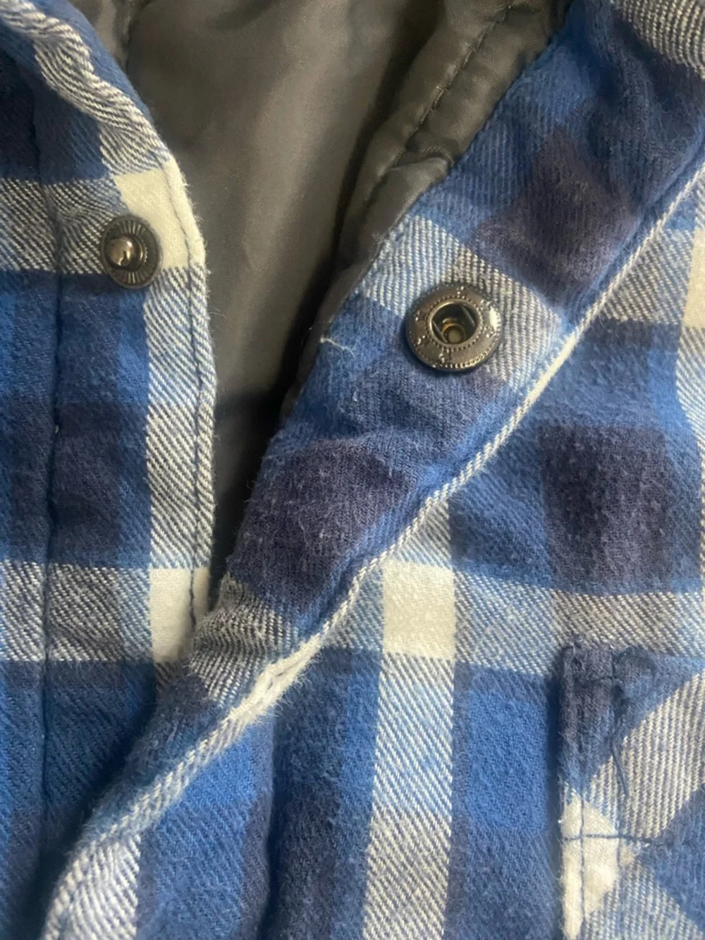 Big Mac Sz L Men’s Blue & White Plaid Snap-Front Flannel work Shirt/jacket